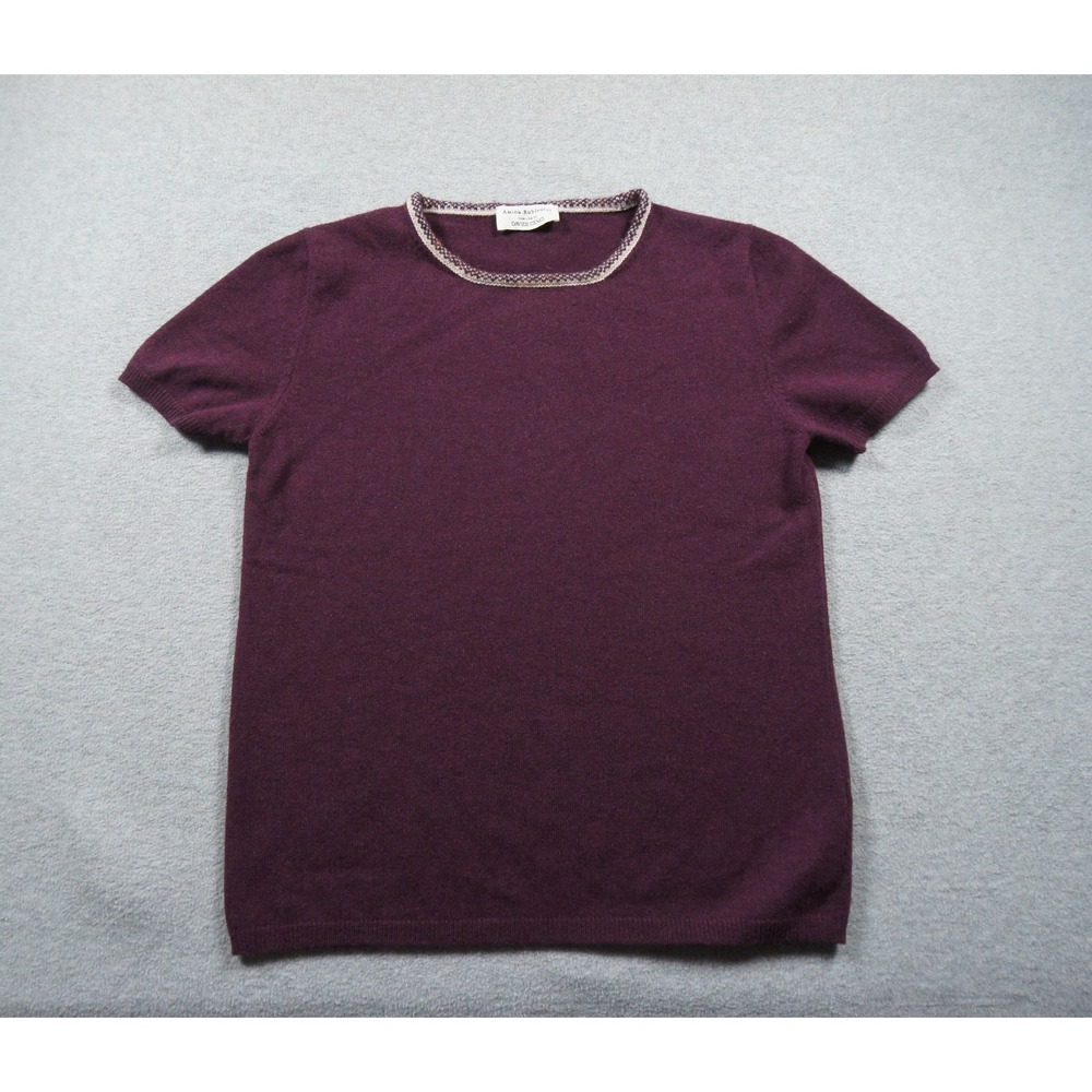 Amina Rubinacci Sweater Womens 42 Burgundy Short Sleeve Wool Cashmere Italy